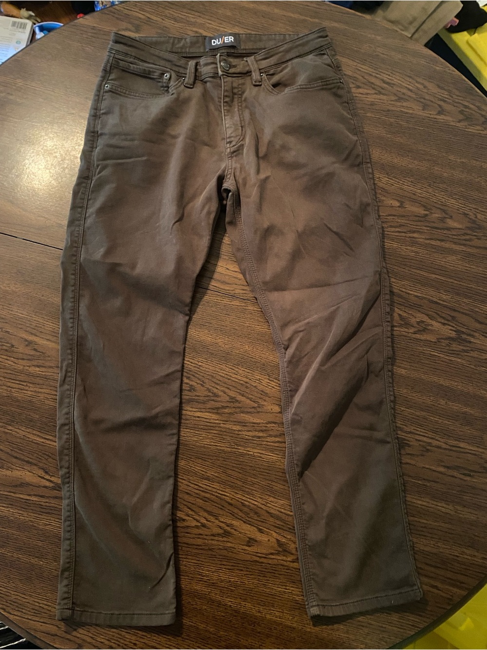 DU/ER Men's Slim Chino Pants in Dark Brown